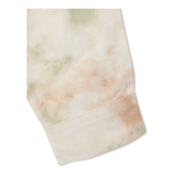 Button Down All Season Shirt/Jacket Cream/Tan/Green Tie dye Camo Print sz: XS - Picture 3 of 3